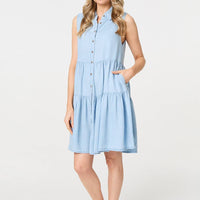 Sleeveless Tiered Shirt Mini Dress