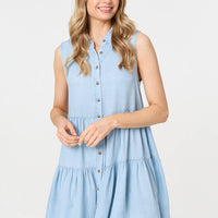 Sleeveless Tiered Shirt Mini Dress