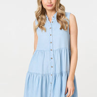 Sleeveless Tiered Shirt Mini Dress