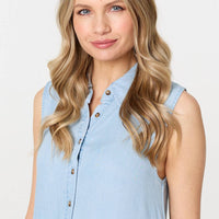 Sleeveless Tiered Shirt Mini Dress