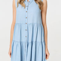 Sleeveless Tiered Shirt Mini Dress