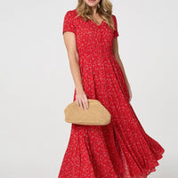 Ditsy Floral A-Line Maxi Dress