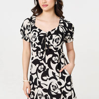 Abstract Tie Up Bardot Midi Dress