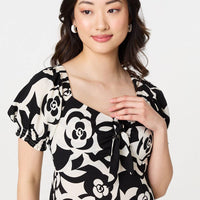 Abstract Tie Up Bardot Midi Dress