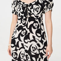Abstract Tie Up Bardot Midi Dress