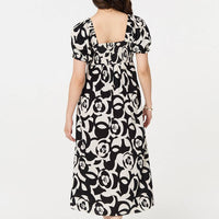 Abstract Tie Up Bardot Midi Dress