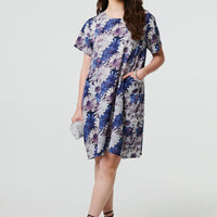 Floral Short Sleeve Knee Length Shift Dress