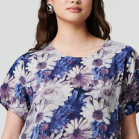 Floral Short Sleeve Knee Length Shift Dress