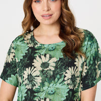 Floral Short Sleeve Knee Length Shift Dress
