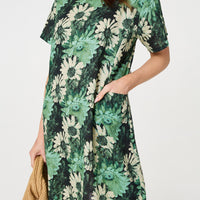 Floral Short Sleeve Knee Length Shift Dress