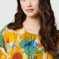 Geo Print Short Sleeve Knee Length Dress