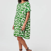 Abstract 1/2 Sleeve Knee Length Dress