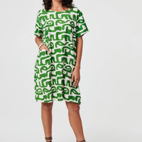 Abstract 1/2 Sleeve Knee Length Dress