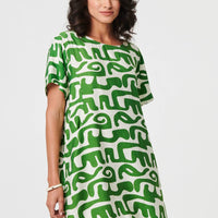 Abstract 1/2 Sleeve Knee Length Dress