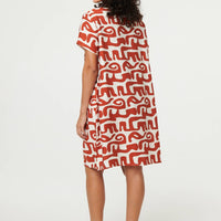 Abstract 1/2 Sleeve Knee Length Dress