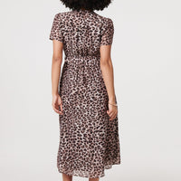 Animal Print Belted Midi Shirt Dress