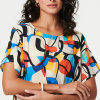 Abstract Print Knee Length Shift Dress