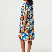 Abstract Print Knee Length Shift Dress