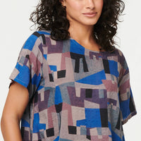 Abstract Relaxed Knee Length Shift Dress