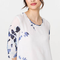 Floral 3/4 Sleeve Layered Hem Midi Dress