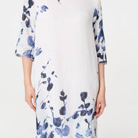 Floral 3/4 Sleeve Layered Hem Midi Dress