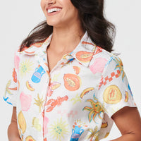 Abstract Tie Waist Midi Shirt Dress