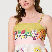 Printed A-Line Sleeveless Midi Dress
