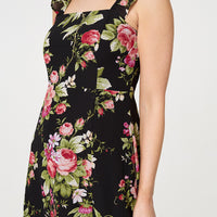 Floral Frill Sleeveless A-Line Midi Dress