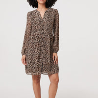 Animal Print Long Sleeve Short Dress