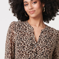 Animal Print Long Sleeve Short Dress
