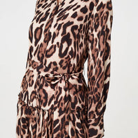 Animal Print Tiered Short Shirt Dress