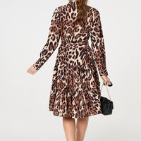 Animal Print Tiered Short Shirt Dress