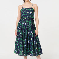 Floral Sleeveless Tie Waist Midi Dress