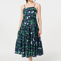 Floral Sleeveless Tie Waist Midi Dress