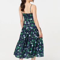 Floral Sleeveless Tie Waist Midi Dress