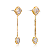 Bezel Crystal Shapes Drop Earrings