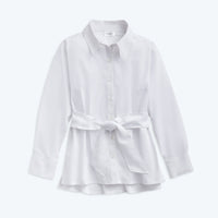 The Perfect Tie-Waist Girlfriend Shirt - White Sand