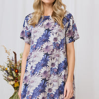 Floral Short Sleeve Knee Length Shift Dress