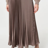 Striped High Neck Pleat Knit Maxi Dress