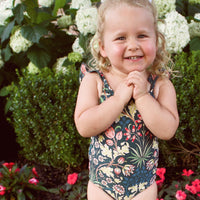 The Girls' Ruffle One Piece - Hyacinth in Sunburst & Teal