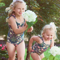 The Girls' Ruffle One Piece - Hyacinth in Sunburst & Teal