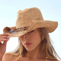 Morgan Natural Feather Raffia Hat