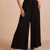 The Silky Luxe Palazzo Pants with Ties - Sea Urchin