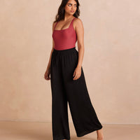 The Silky Luxe Palazzo Pants with Ties - Sea Urchin