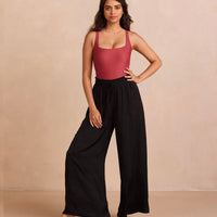 The Silky Luxe Palazzo Pants with Ties - Sea Urchin