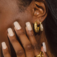 Pave Mini Crystal Hoops - White