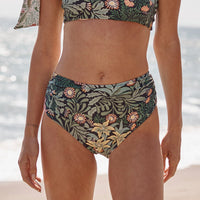 The Ruched High Leg High Rise Bottom - Bower in Seaglass & Watermelon