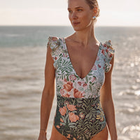 The Long Torso Ruffle Backflip - Bower in Seaglass & Watermelon