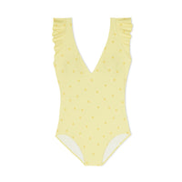 The Ruffle Backflip - Microfloral in Butter Yellow