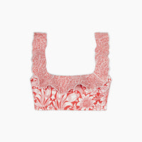 The Ruffle Seaway Square Neck Bikini Top - Sunflower and Yew & Aril in Watermelon